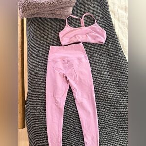 Beyond Yoga Pink Sports Bra and Leggings Set